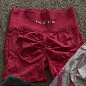 Pcheebum Red Scrunch Bum Shaping Shorts - Size Extra Small